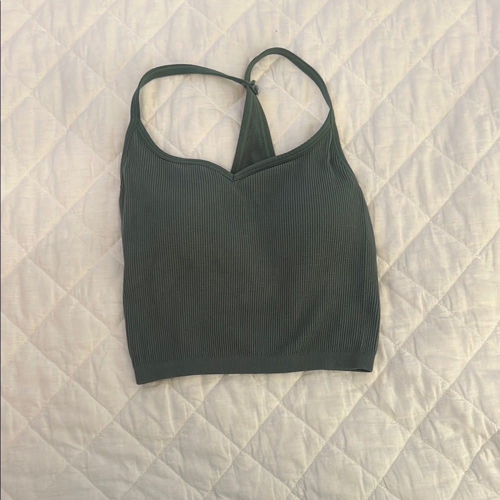 Dry goods Green Ribbed Women's Tank Top With built in bra